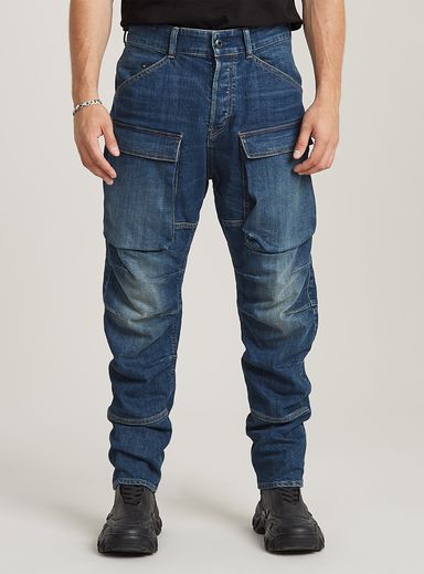 3D Regular Tapered Denim Cargo Jeans